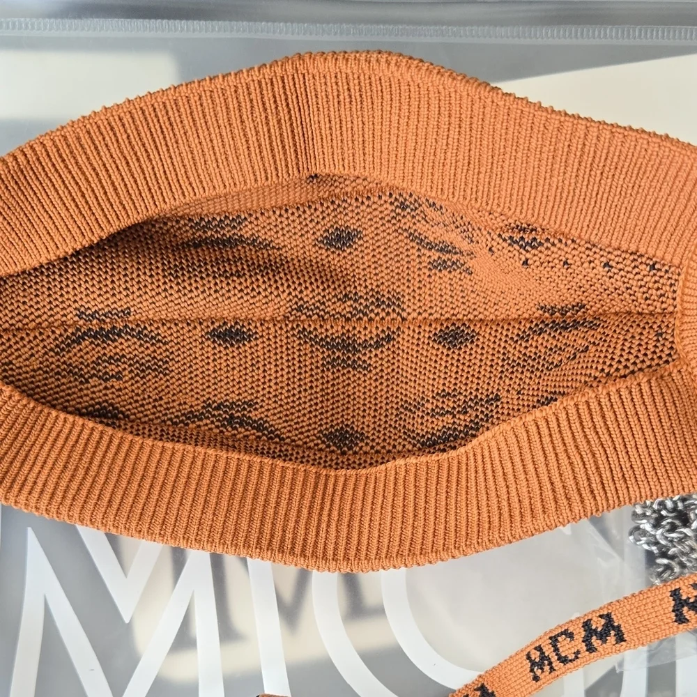 Brand New Never Worn MCM Tan and Black Logo Face Mask